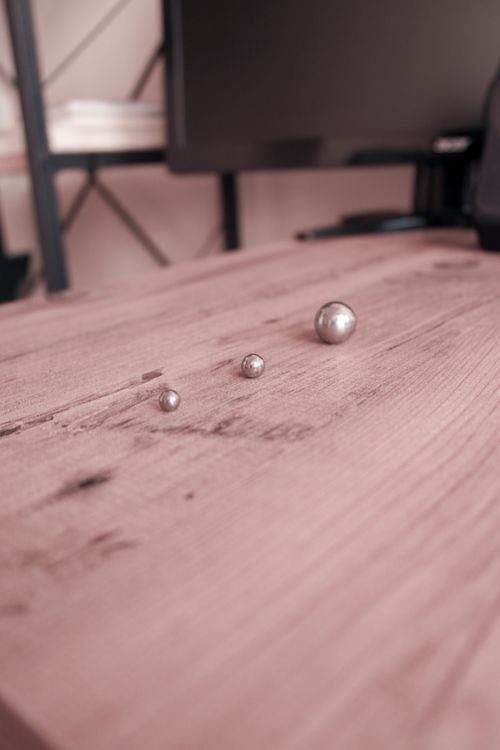 Free 3 balls on my table Stock Photo