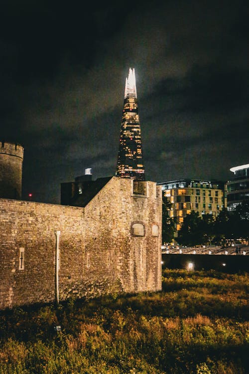 Free stock photo of city at night, the shard, tower of london