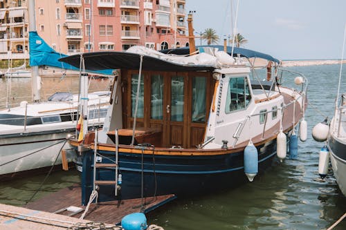 Moored Motorboat in Town