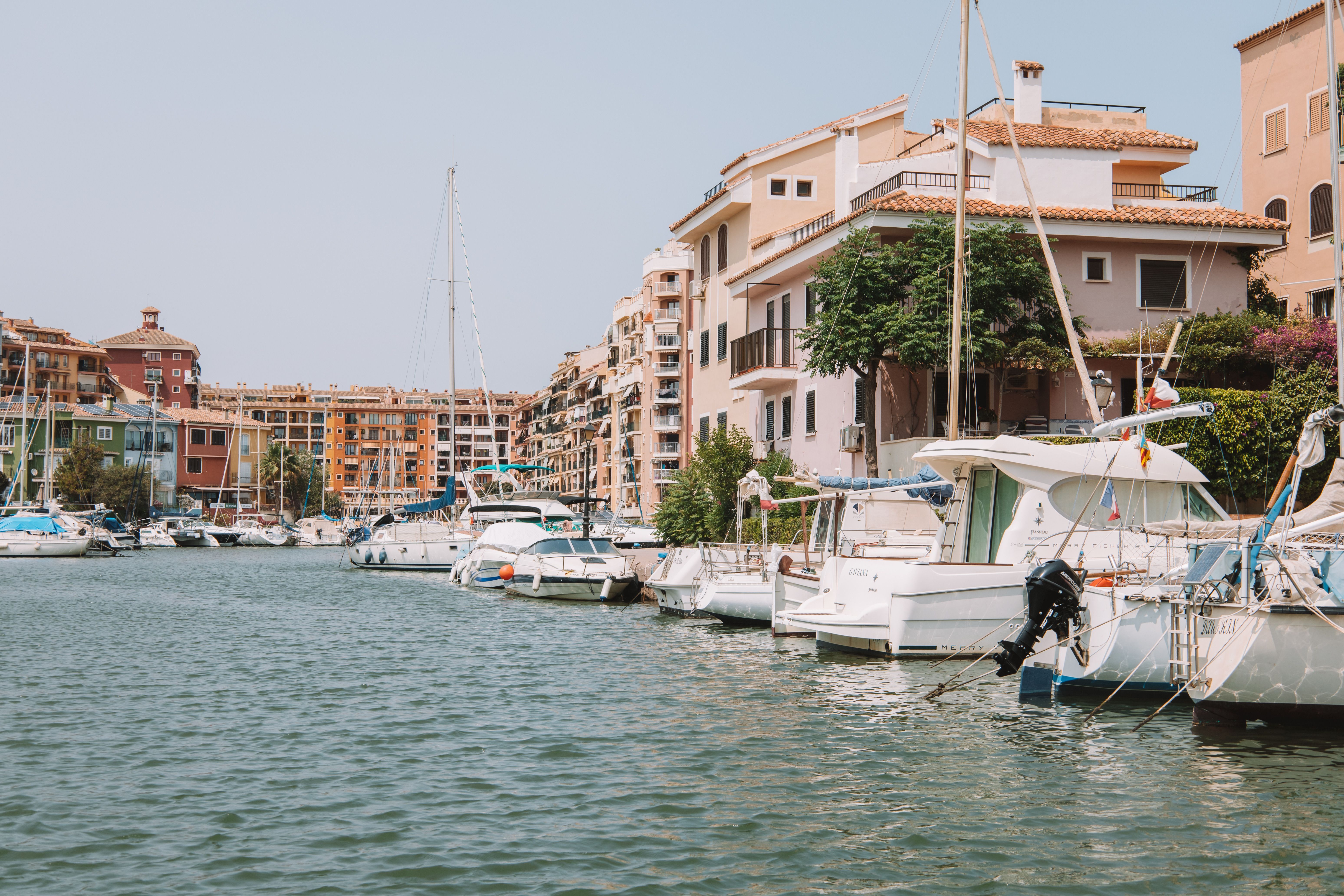 Motorboats Moored In Saplaya Port In Valencia Free Stock Photo