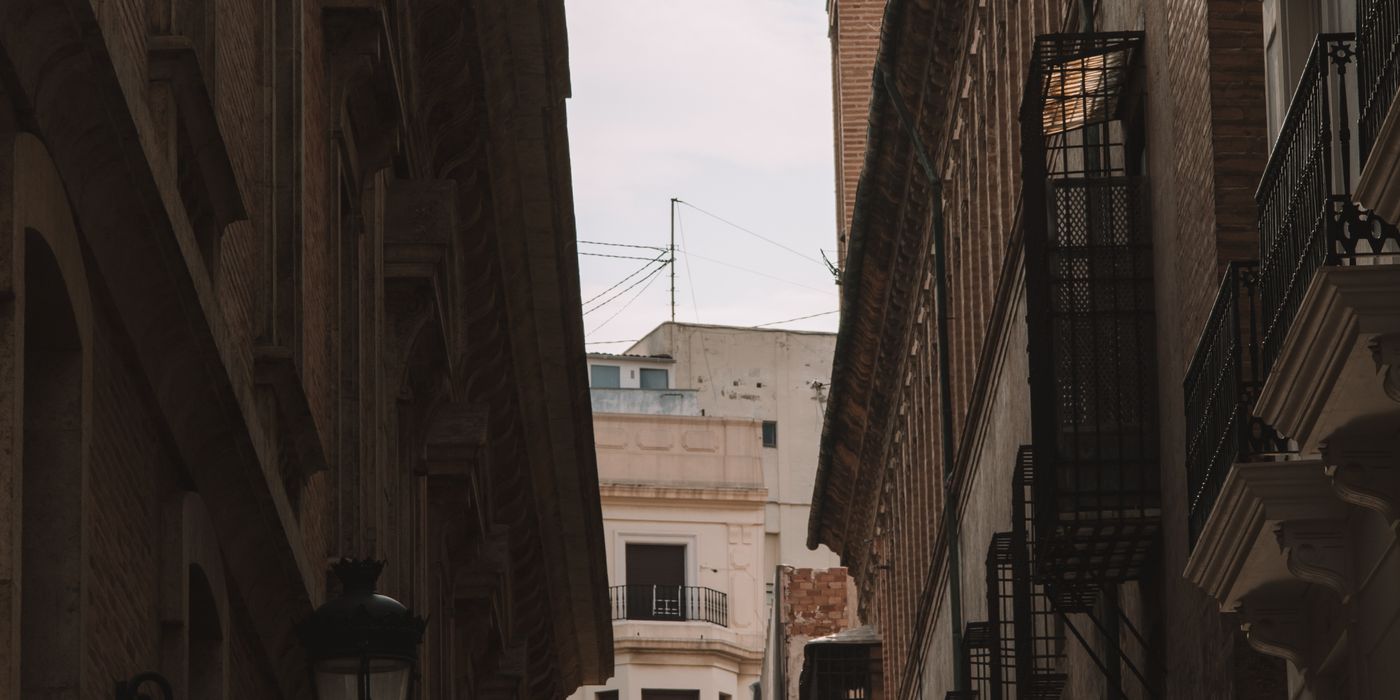 Street in central Valencia old town with historic architecture