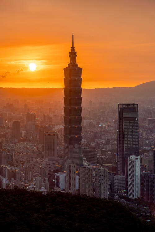 Taipei 101 Skyscraper at Sunset