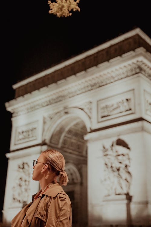 Woman by Triumphal Arch in Paris
