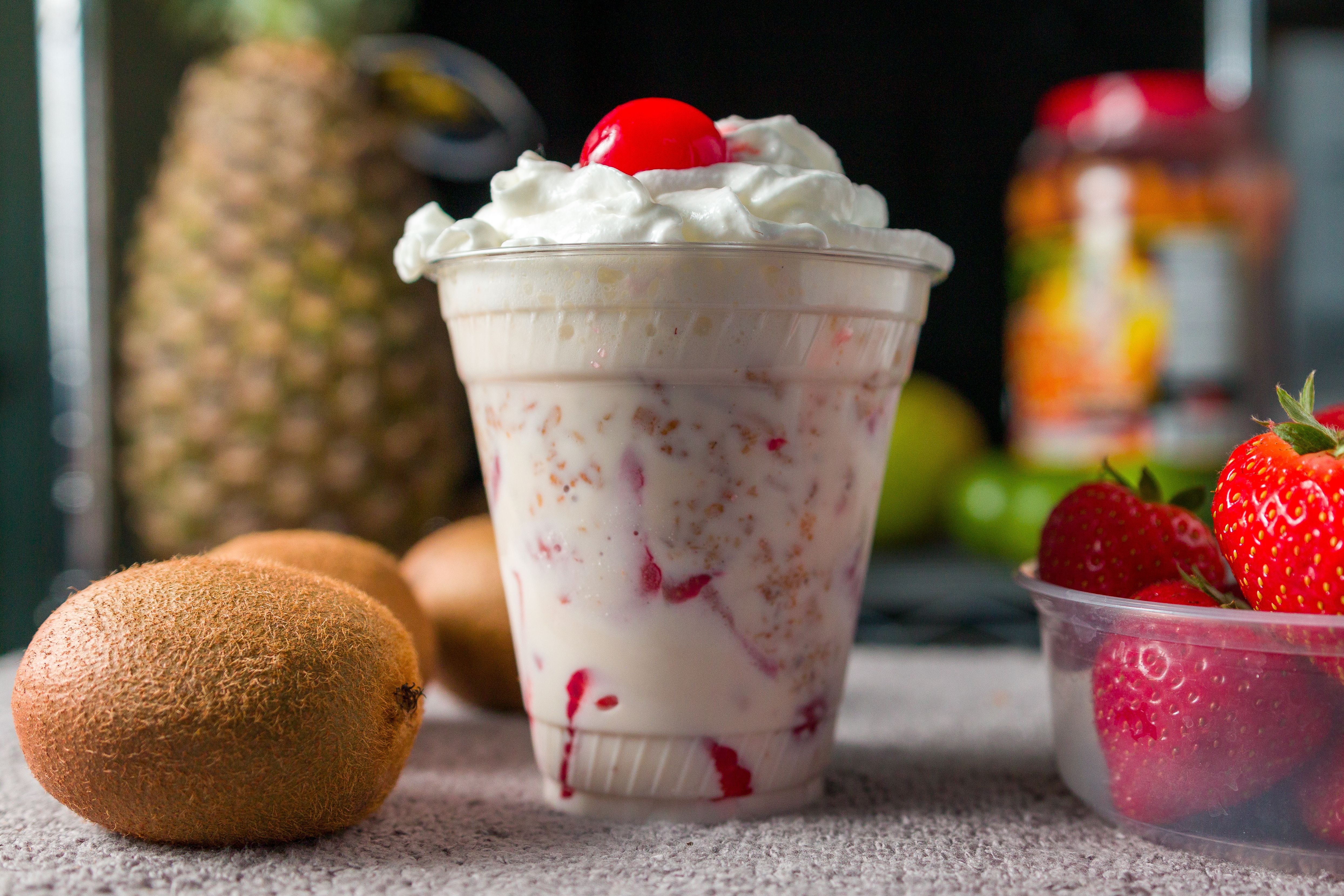 Crème Fraîche Strawberry Rhubarb Smoothie