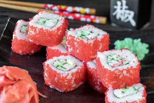 Sushi Served in a Restaurant 