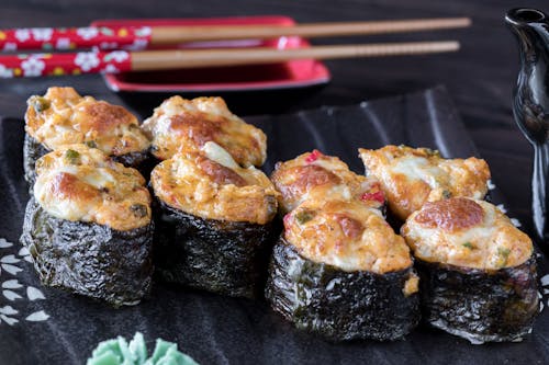 Sushi Served in a Restaurant 