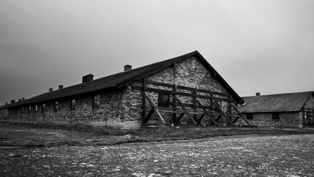 Cabins in Auschwitz-Birkenau