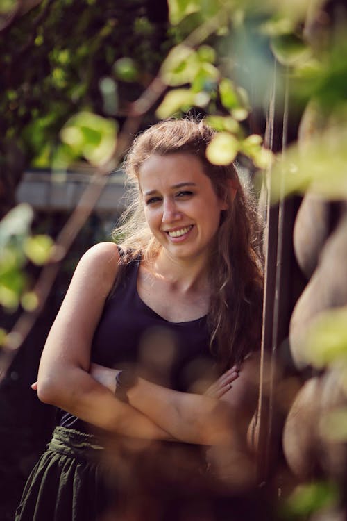 Pretty Brunette Woman in Black Top