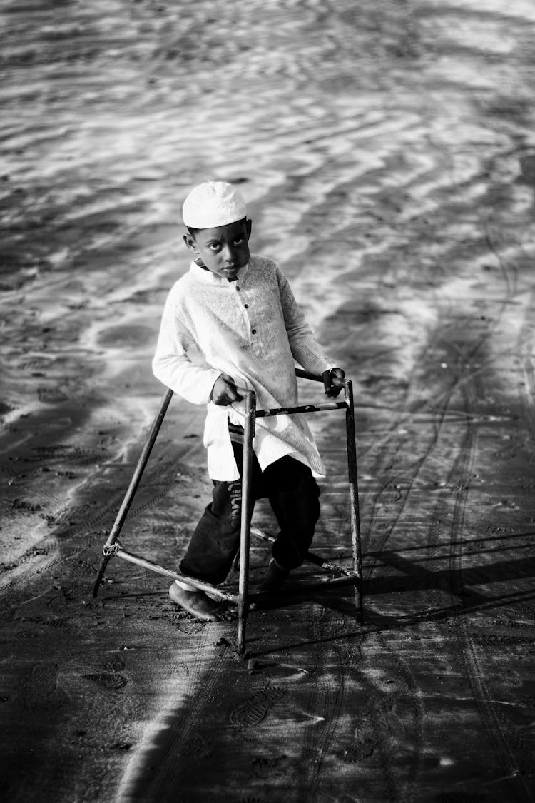 Little Boy With Pediatric Walker