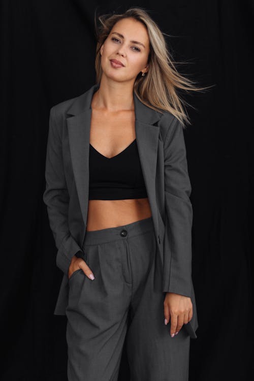 Studio Shot of a Young Woman in a Suit 