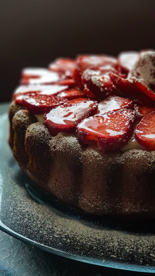 Close-up of a Tart with Strawberries on Top 