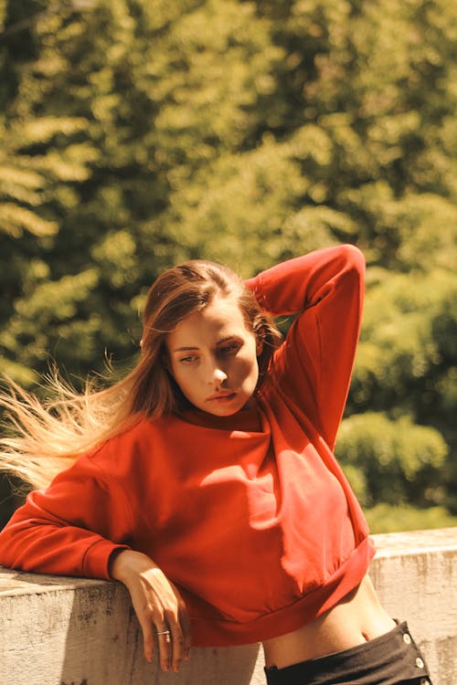 Model in Red Sweater