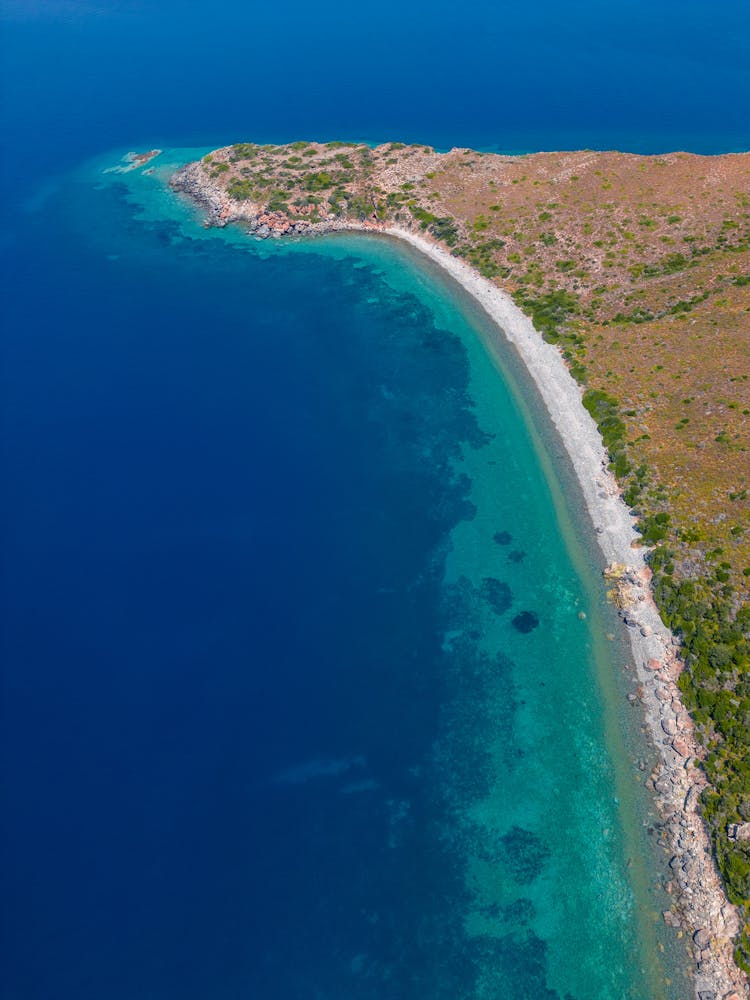 Aerial Shot Of Island Shore