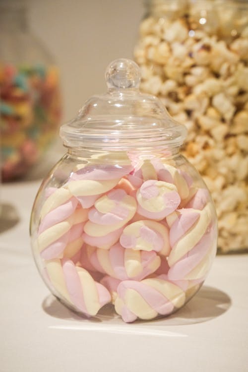 A Glass Jar with Marshmallows