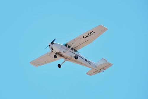 An Airplane Flying against Clear Blue Sky 