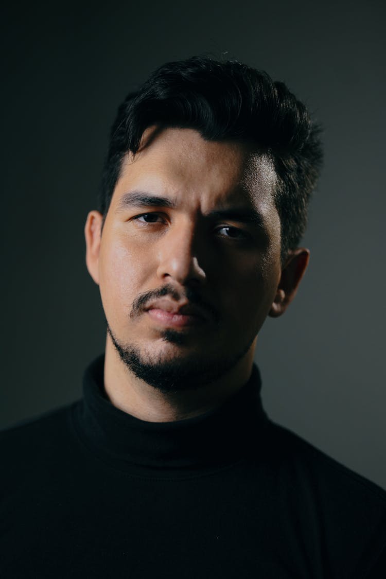 Portrait Of Man With Mustache And Beard In Studio