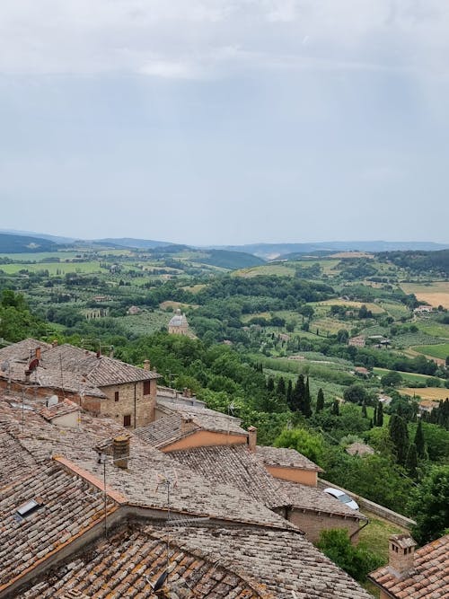 Rooftops of Houses in a Tuscan Village in Italy 