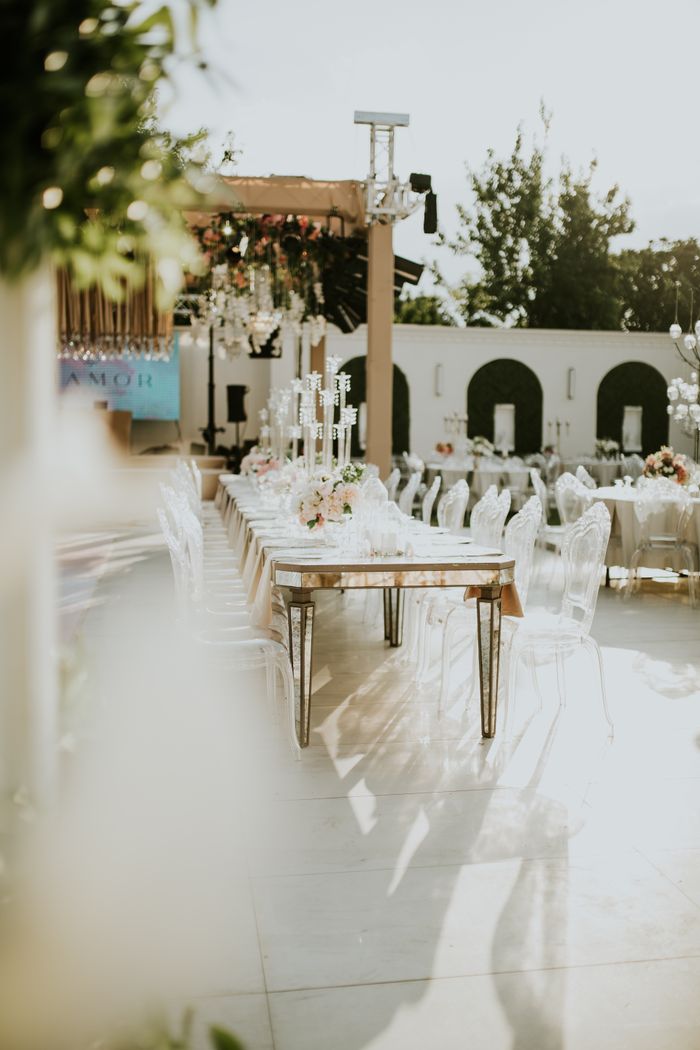 Elegant table settings in a garden