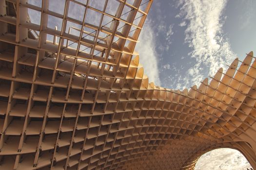 Stunning view of the Metropol Parasol in Seville, showcasing modern architectural design against a blue sky.