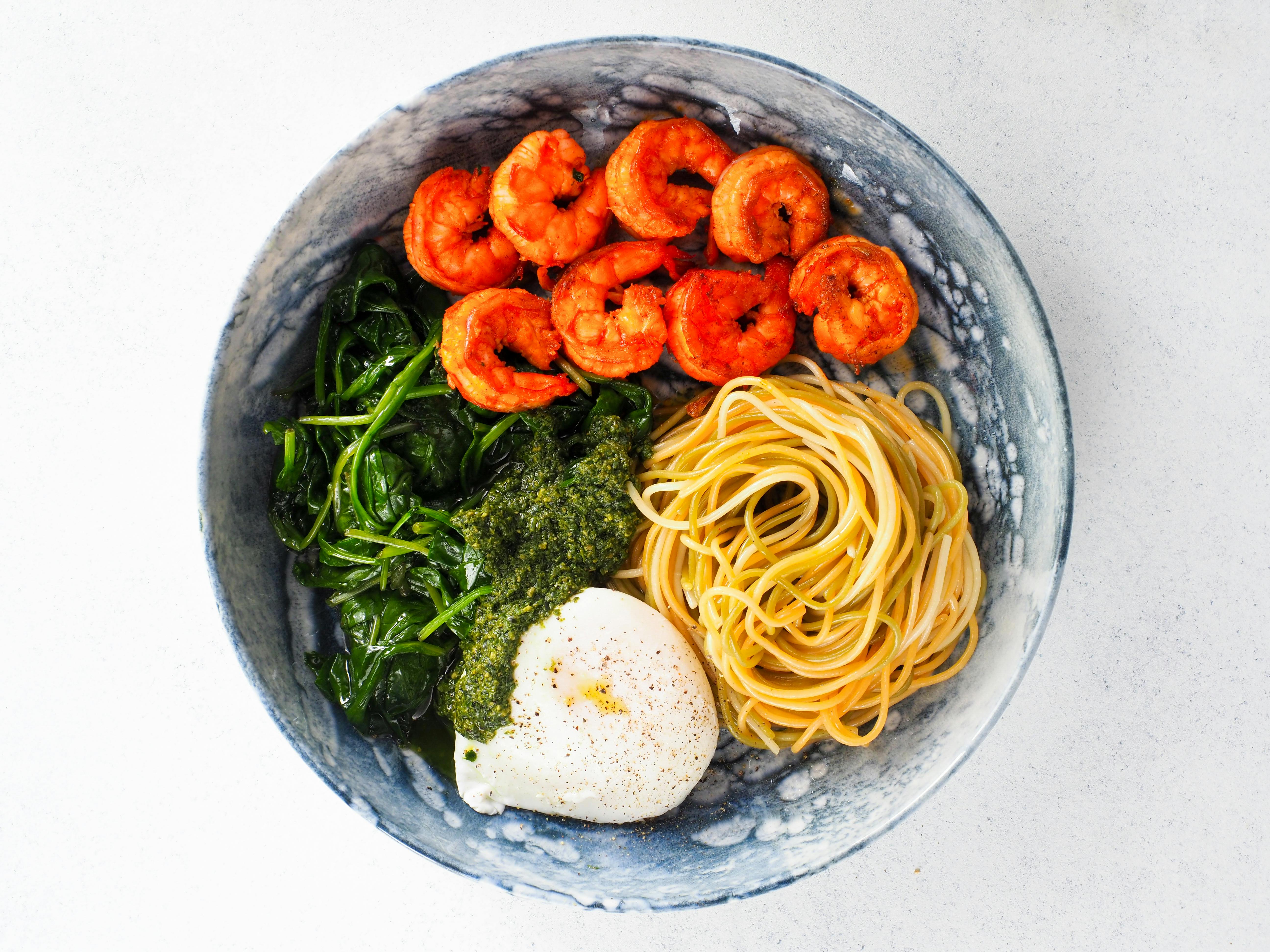 colorful plate with lean protein, vegetables, and complex carbs - toning gym