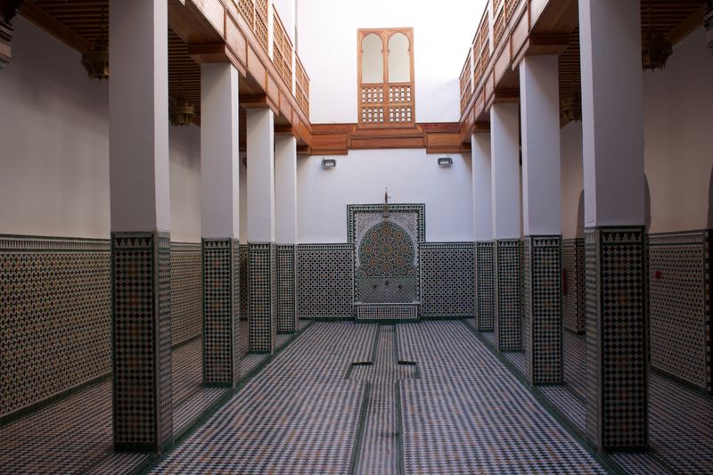 Patio with decorative mosaic tiles