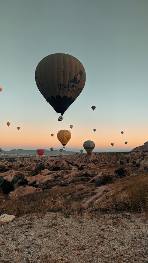 Hot Air Balloons Above a Desert