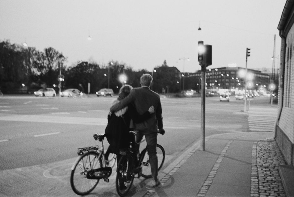 Cyclists on a bike lane in Copenhagen, Denmark