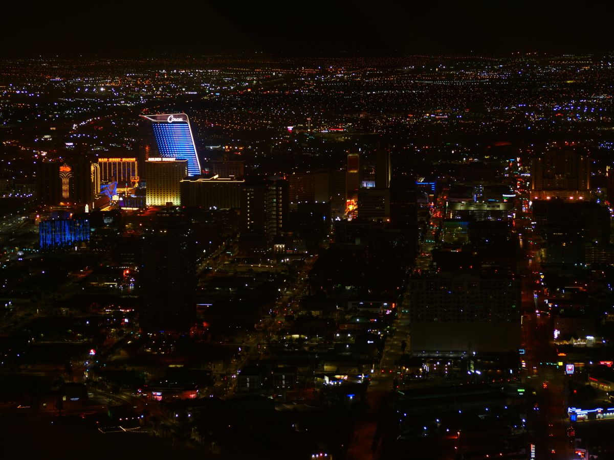 Downtown Las Vegas skyline at night