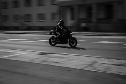 Rider on Motorbike in City