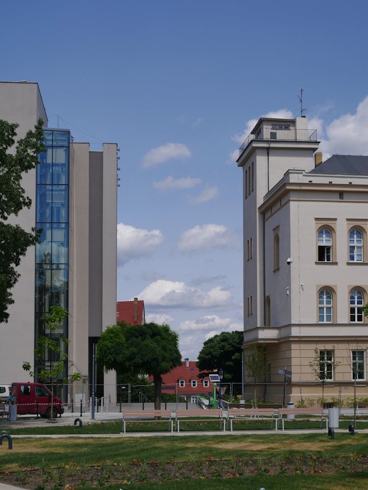 Grass Square Near Buildings