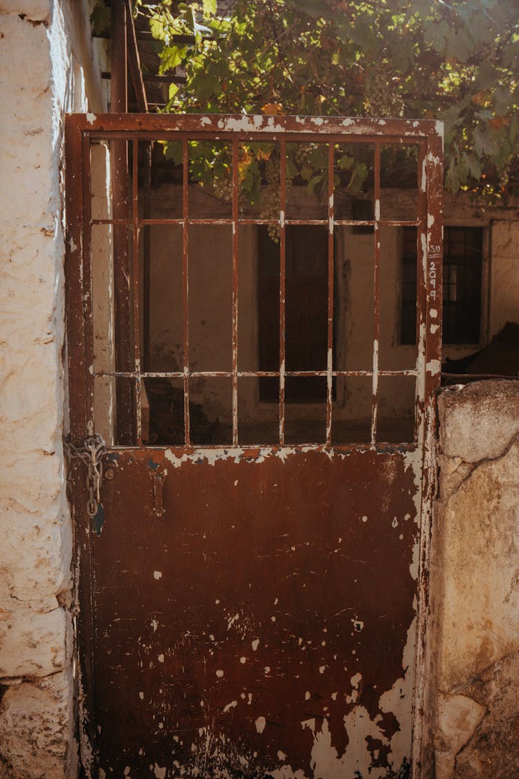 Scratched Metal Door On Yard