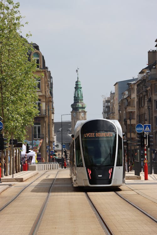 Tram on Street in Luxembourg