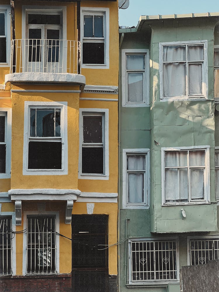 Facade Of Historical Turkish Houses With Colorful Exteriors 