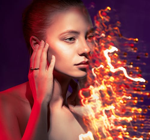 Portrait of a Woman with Light Trails 