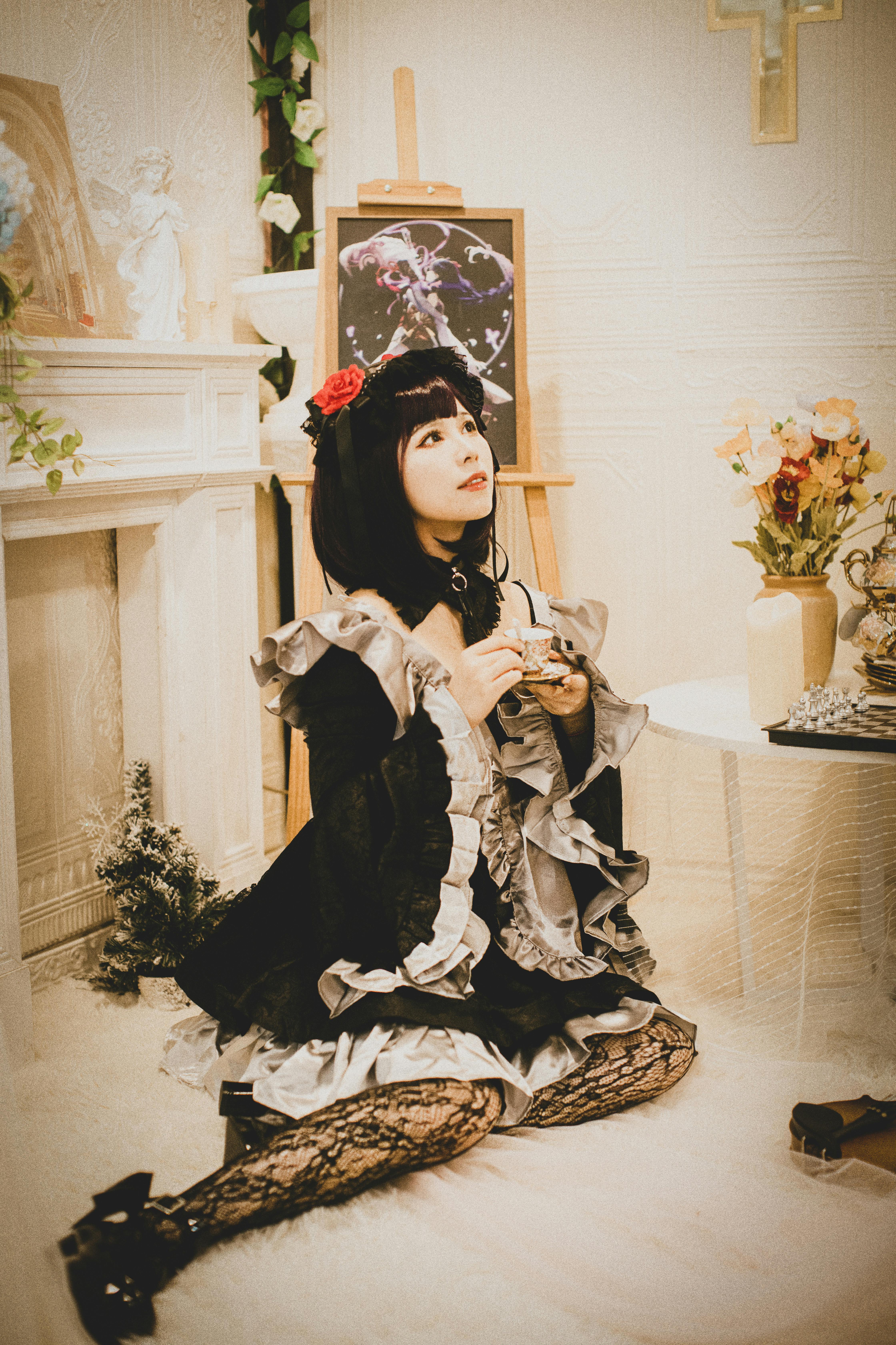 Black Silver Ruffle Red Rose Mary Janes