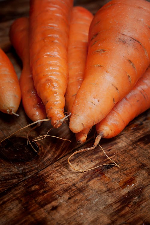 Carrots on Wooden Surface