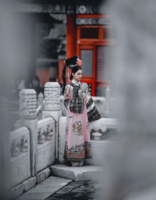 Free A woman in traditional Chinese clothing stands gracefully at the Forbidden City, showcasing cultural heritage and historical beauty. Stock Photo