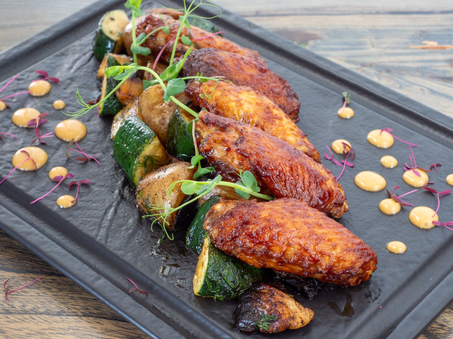 Colorful roasted vegetable medley fresh from oven on tray
