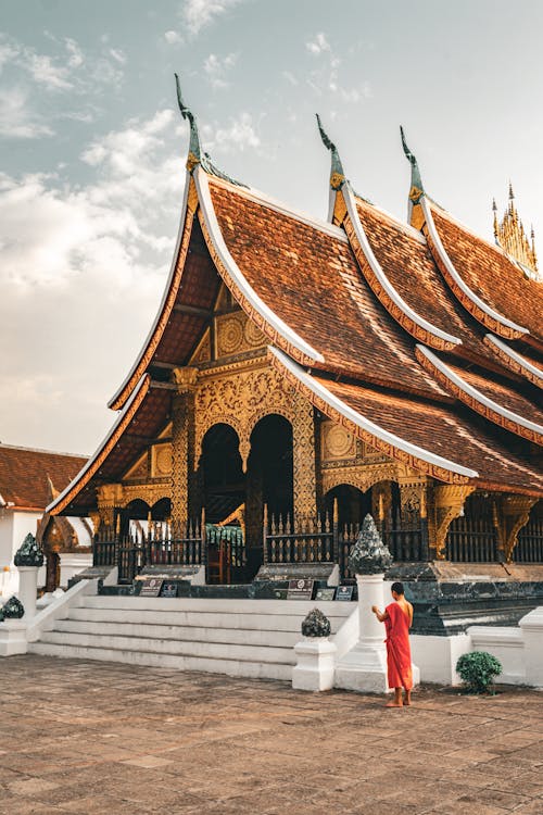 Free Buddhist Temple in Luang Prabang, Laos Stock Photo