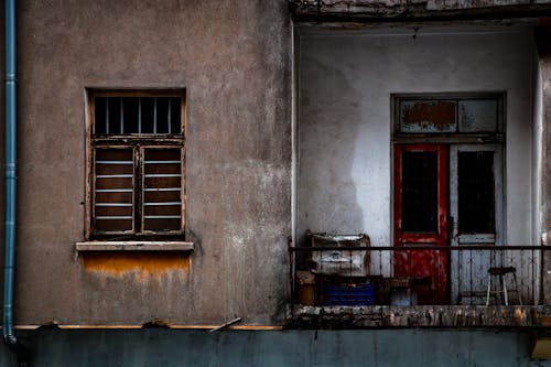 Free Exterior of an Old Abandoned Building  Stock Photo