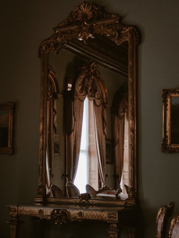 Decorated, Vintage Mirror Over Table