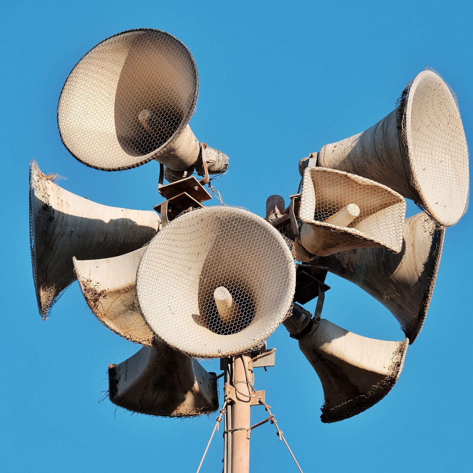 Cluster of megaphones on a pole