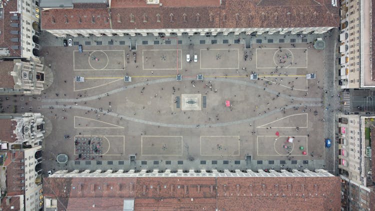 Birds Eye View Of Piazza San Carlo In Turin