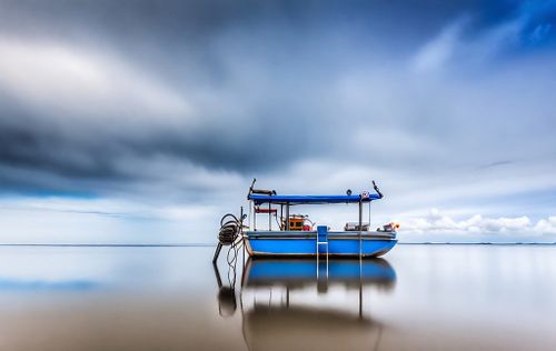 Free cinematic overview boat panorama Stock Photo