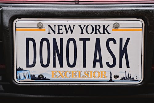 Close-up of a New York License Plate 