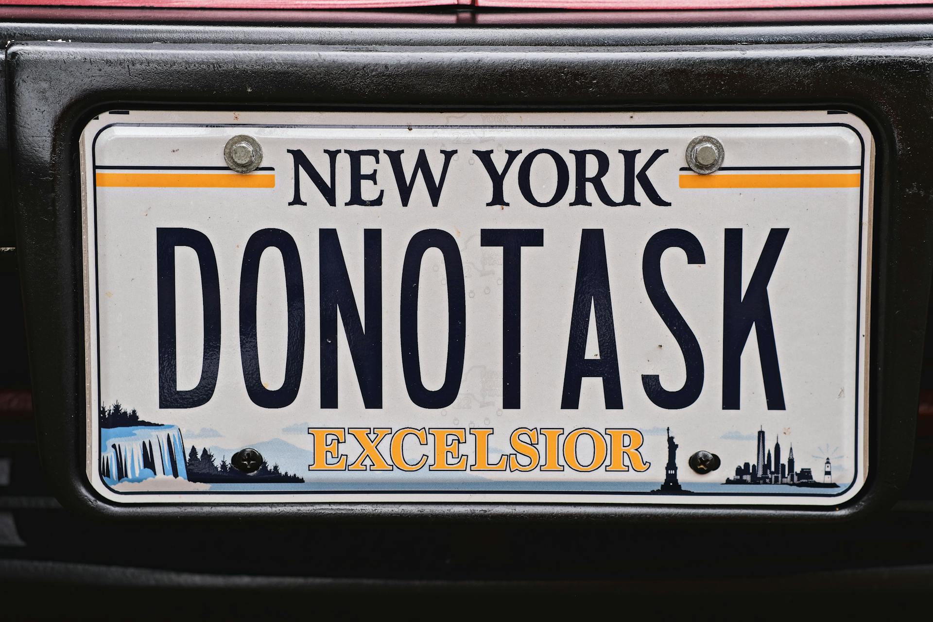 Close-up of a New York License Plate