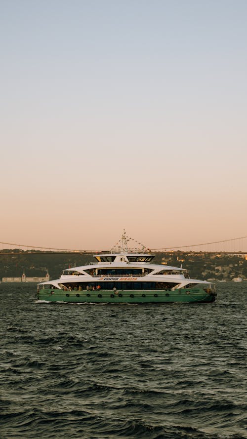 A Passenger Ship Sailing on the Bosphorus Strait 