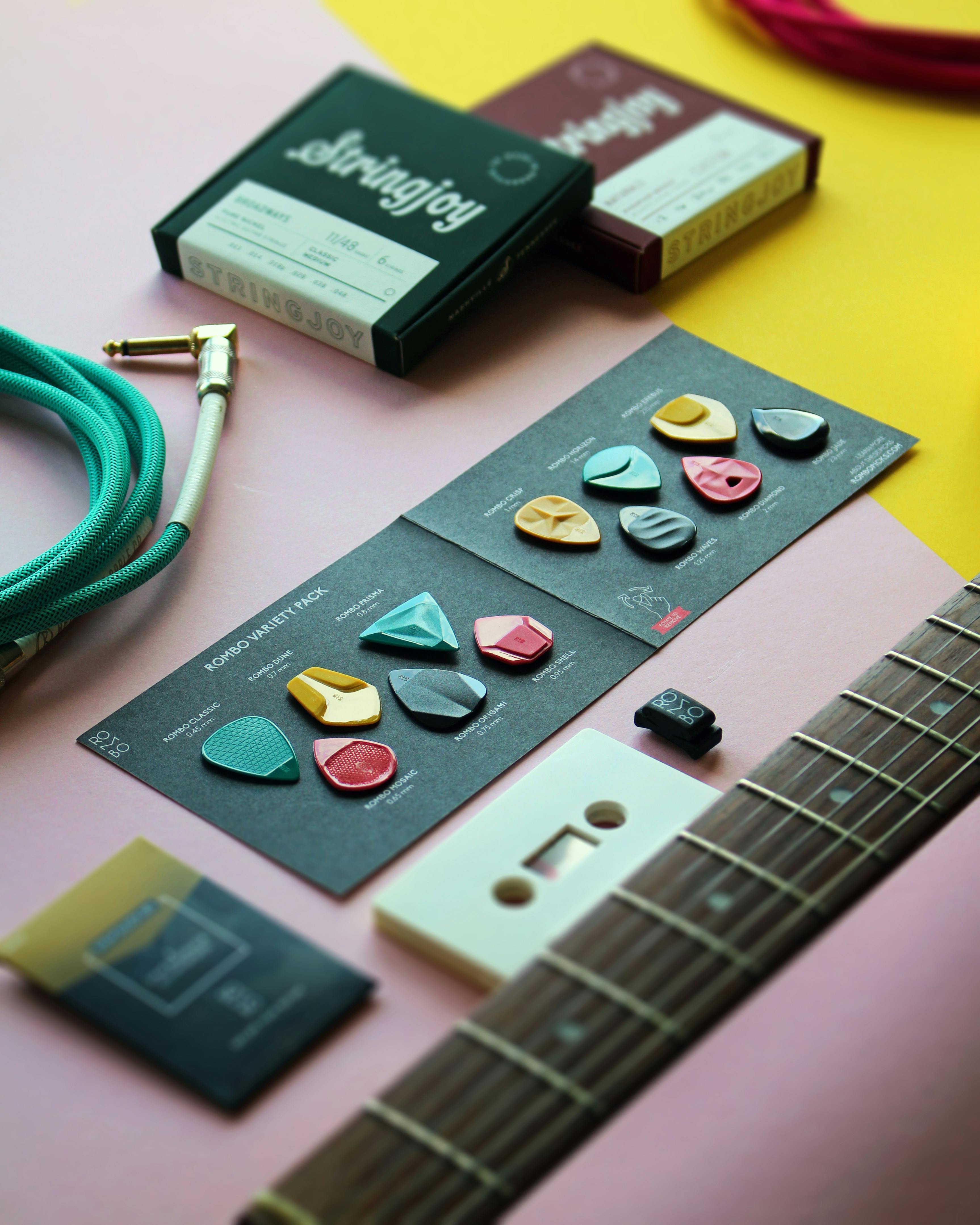 guitar pick variety pack with different thicknesses and shapes · Free