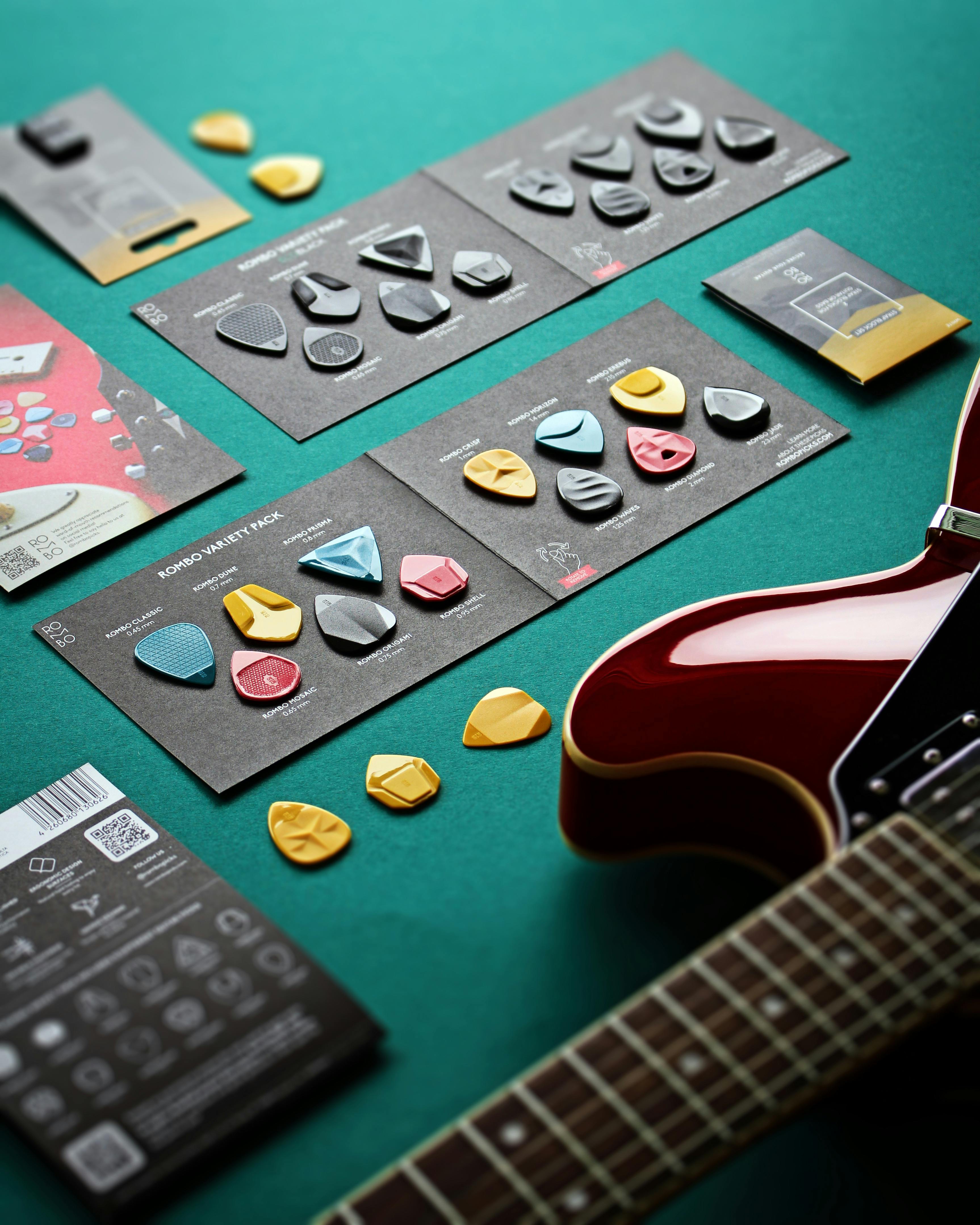 guitar pick variety pack with different thicknesses and shapes · Free