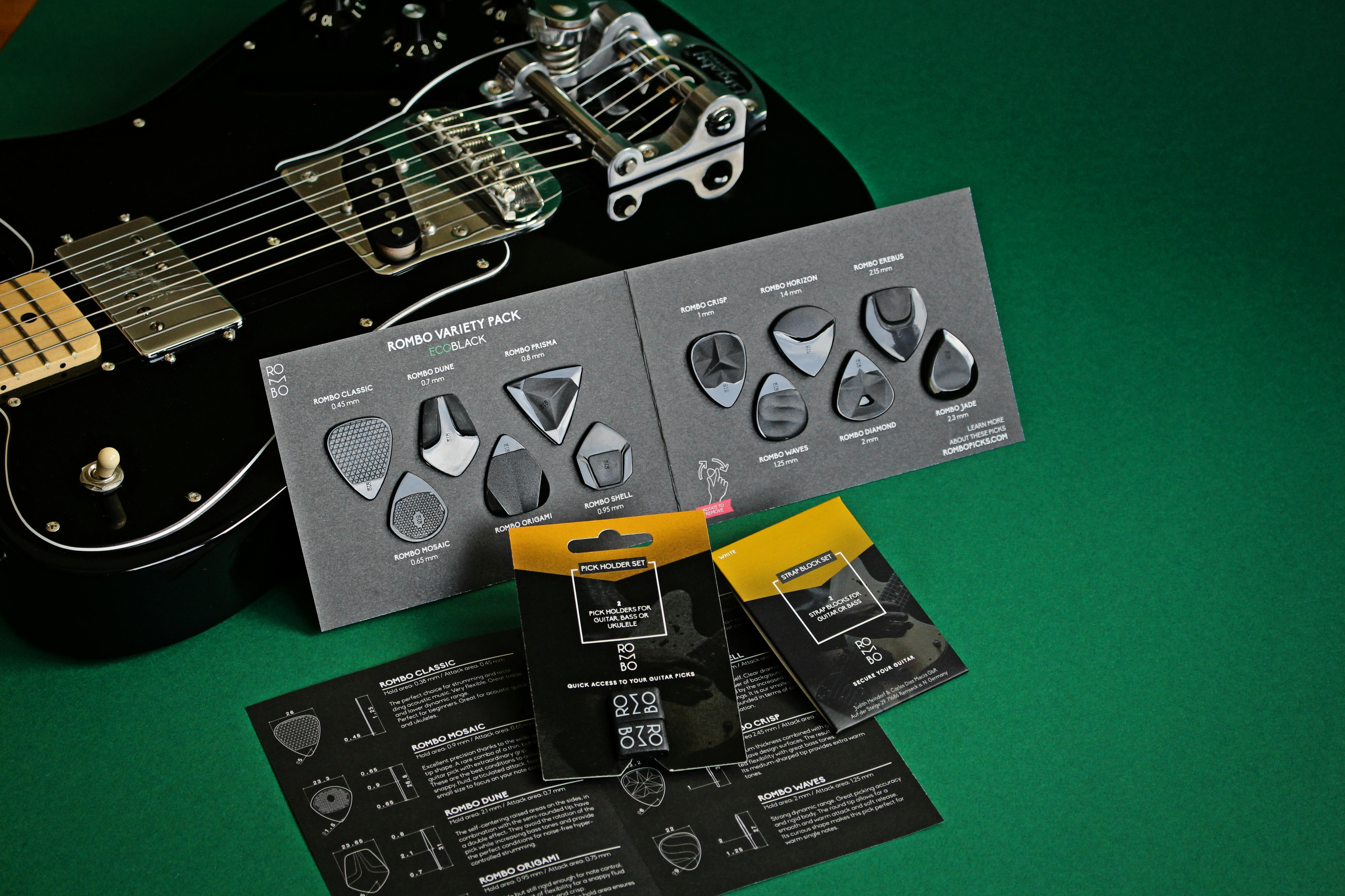 guitar pick variety pack with different thicknesses and shapes · Free